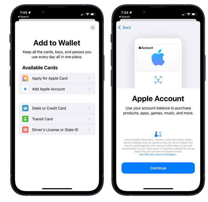盐池苹果手机维修分享iOS 15.5钱包App如何添加 Apple 账户 